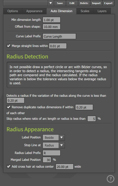 The Auto Dimension tab The Auto Dimension tab