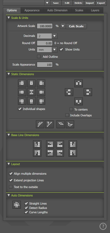 The Options tab The Options tab