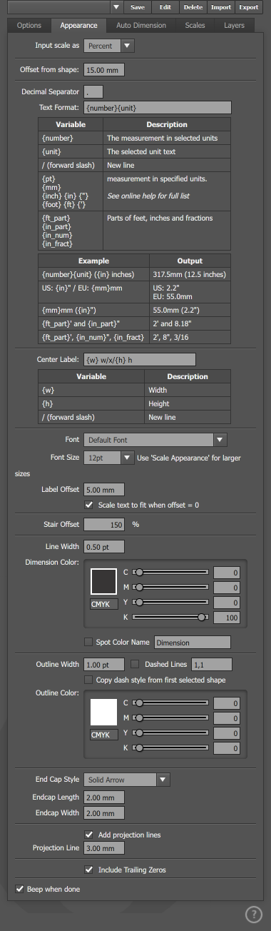 The Appearance tab The Appearance tab