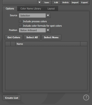 The Options tab The Options tab